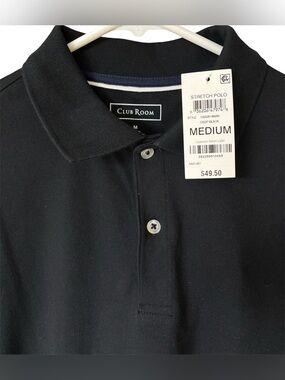Club Room Men's Black Stretch Polo Shirt